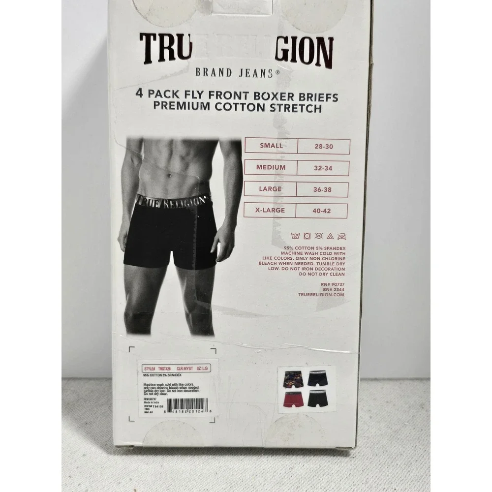 New TRUE RELIGION Boxee Briefs ‎ , 4-Packs Large